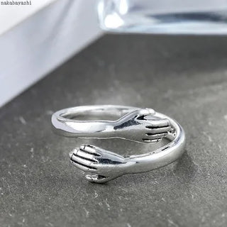 Love Hug Couple Rings Adjustable Opening Ring Fashion Women Men Punk Steel Open Ring Lover Jewelry Anniversary Gifts Friends