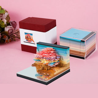 3D Desk Note Pad 165/215 Pages Creative Tree House Memo Pad 2024 Calendar Memo Pad Block Art Note Pad Novelty Valentine