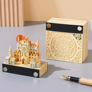 Beautiful Architectural Tile 3D Three-dimensional Paper Carving Craft Notepad Home Decoration Ornament Art Calendar Sticky Notes