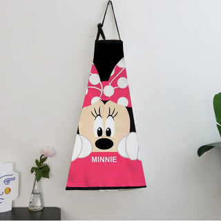 MINISO Mickey Mouse Print Apron for Women Cooking Kitchen Disney Household Cleaning Bib Children