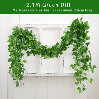 210cm Ivy Green Plant Artificial Leaf Vine Wedding Garland Decoration Home Living Room Fake Flowers String Garden Decoration 3Pc