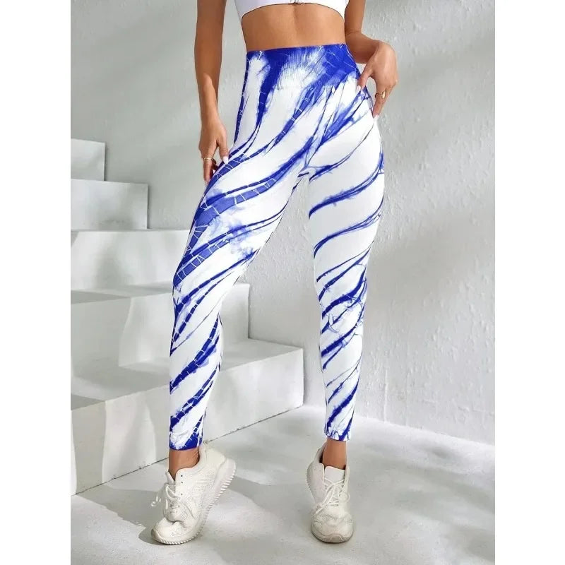 Fitness Seamless Leggings High Waist Skinny Leggings Women Sexy Butt Lift High Elastic Gym Tranning Tie Dye Yoga Leggings