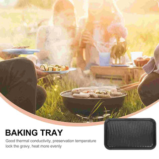 Non Stick Iron Baking Pan Cast Griddle Grill Camping Barbeque Barbecue Plate Non-stick BBQ Tray Fish Stove