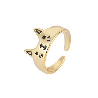 Korean Style Cat Rings for Women Men Trendy Finger Ring Jewelry Cute Gift Resizable