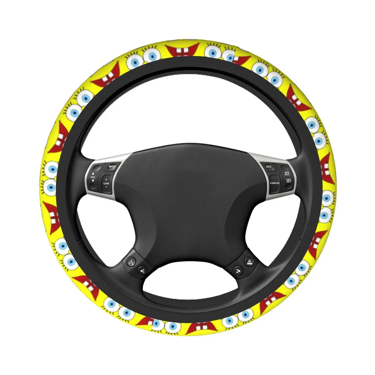 Cartoon Sponge Yellow Face Car Steering Wheel Cover Anti-slip Steering Wheel Cover Car-styling Steering-Wheel Accessories