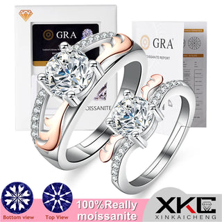 Gra, moissanite, a couple of rings, rose gold, platinum, color-separated love rings