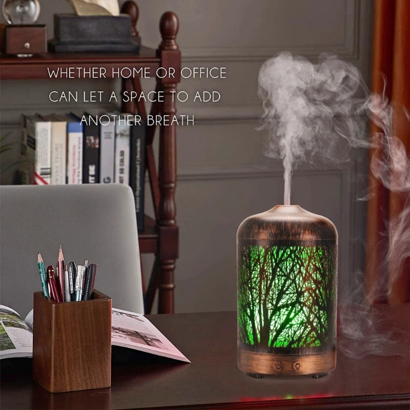 Aroma- Diffuser for Essential Oils Metal Vintage 100ml  Oils Diffusers 7 Colors Changing Light Ultrasonic