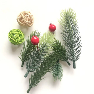 10/20PCS Christmas Fake Plants Artificial Pine Needles Branches For Christmas Tree Wreath Decorations Xmas Tree Ornaments decora