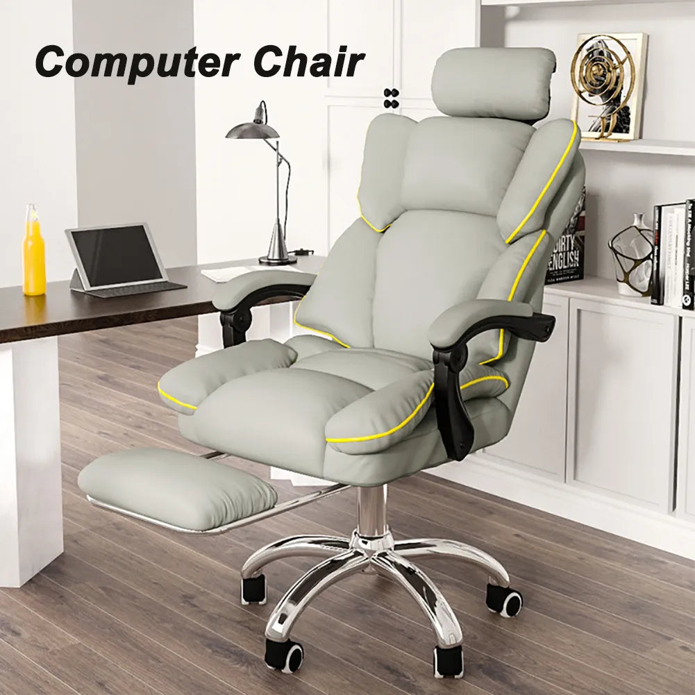 PU Leather Gaming Desk Chair With Headrest Lumbar Support Adjustable Height Ergonomic Design Office Computer Chair With Footrest