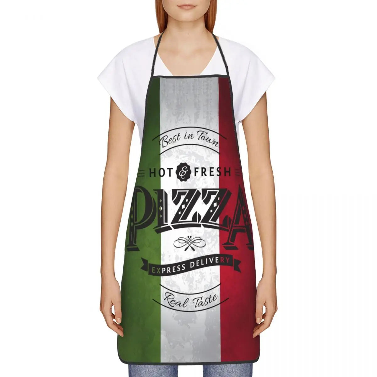 Retro Italian Flag Pizza Aprons Men Women Italy Pride Adult Unisex Kitchen Chef Bib Tablier Cuisine Cooking Baking Gardening