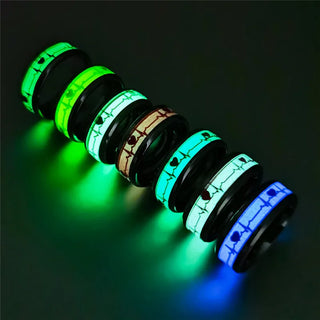 Stainless Steel Luminous Finger Rings For Men Women Fashion Glowing In Dark Heart Band Ring Jewelry Couple Accessories