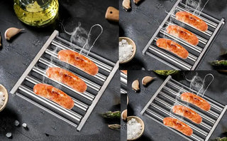 Sausage Roller Grill Rack Multi-Functional Outdoor Griller Stainless Steel Barbeque Hotdogs Steamer kitchen Grilling Machine