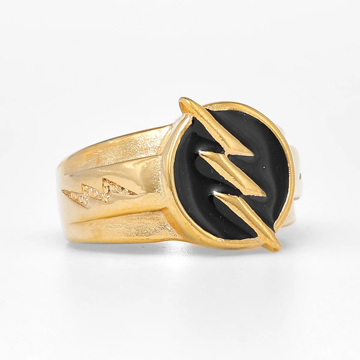 Golden Lightning Men Rings 316L Stainless Steel Ring Hip Hop Golden Plated Classic for Friend Couple Jewelry Best Gift Wholesale