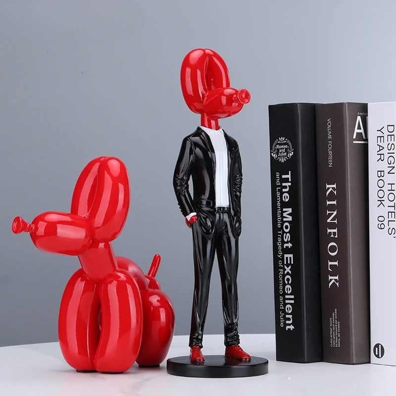 Gentleman Balloon Dog Statue Resin Sculpture Home Decor Modern Nordic Home Decoration Accessories for Living Room Animal Figures