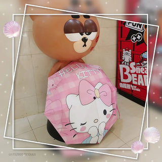 Kawaii Sanrio Hello Kitty UV Umbrella Pink Cat Digital Printing Folding Protection Sunshade Rain Student  Automatic Umbrella