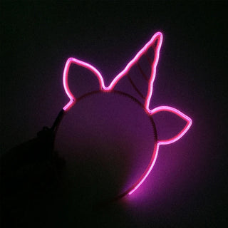 Light Up Glowing Unicorn Headband Neon LED Cat Ear Hairband For Women Flashing Crown Headwear Dj Bar nightclub Accessories