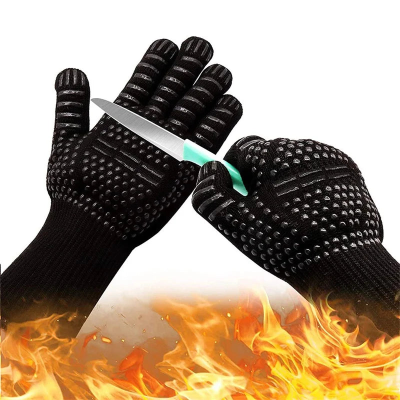 BBQ Gloves Heat Resistant Kitchen Silicone Oven Mittens Non-Slip Pot Grilling Gloves for Grill Smoker Barbeque Cooking Baking