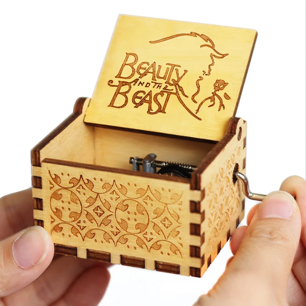 Wooden Hand Cranked Music Box Can