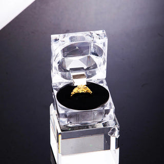 Transparent Crystal Square Ring Box Cube Four-corner Acrylic Ring Holder Wedding Engagement Ring Storage Display Case Gift Box