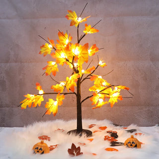 Artificial Maple Tree Cherry Ball Led Desktop Tree Christmas Decor Fake Plant Halloween Decoration Christmas Tree Halloween Dec