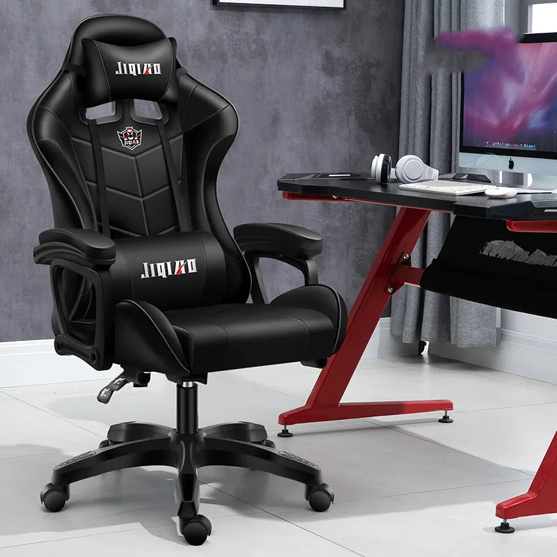 Massage Gaming Chair WCG Ergonomic Chair Fashion Pink  Light Computer Leather Office Chairs Internet Cafe Bedroom Game Chair