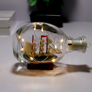 Sailboat Drifting Bottle Glass Ornament Ship In A Bottle With Light Drift Bottle Home Decoration Ornament Sailing Boat In Bottle