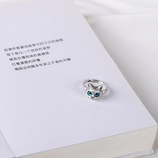 Charm Blue Eyes Cat Rings for Women Girls Cute Animal Trendy Men Jewelry Gifts