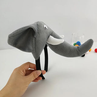 Adults Kids Plush Boy Animal Elephant Tail Ears Headband Tie Cosplay Costume Gift Birthday Party Christmas Halloween