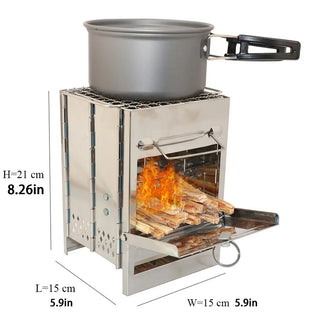 Stainless Steel Square Wood Stove Foldable Grill Outdoor Mini Charcoal Portable Bbq Picnic Stoves For Household Family Dinner