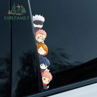 EARLFAMILY 13cm x 2.09cm For Jujutsu Kaisen Chibi Peeker Car Stickers Windows Graffiti Anime Decal Laptop Car Accessories