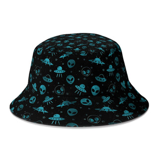 Aliens and UFOs Pattern Fisherman Hat Shade Bucket Hats Hip Hop Women Men Camping Hiking Accessories