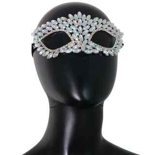 XSBODY Halloween Mask for Women Cosplay Costume Indian Glitters Fashion Sexy Face Full Jewelry Crystal Rhinestone Rave Mask Gift