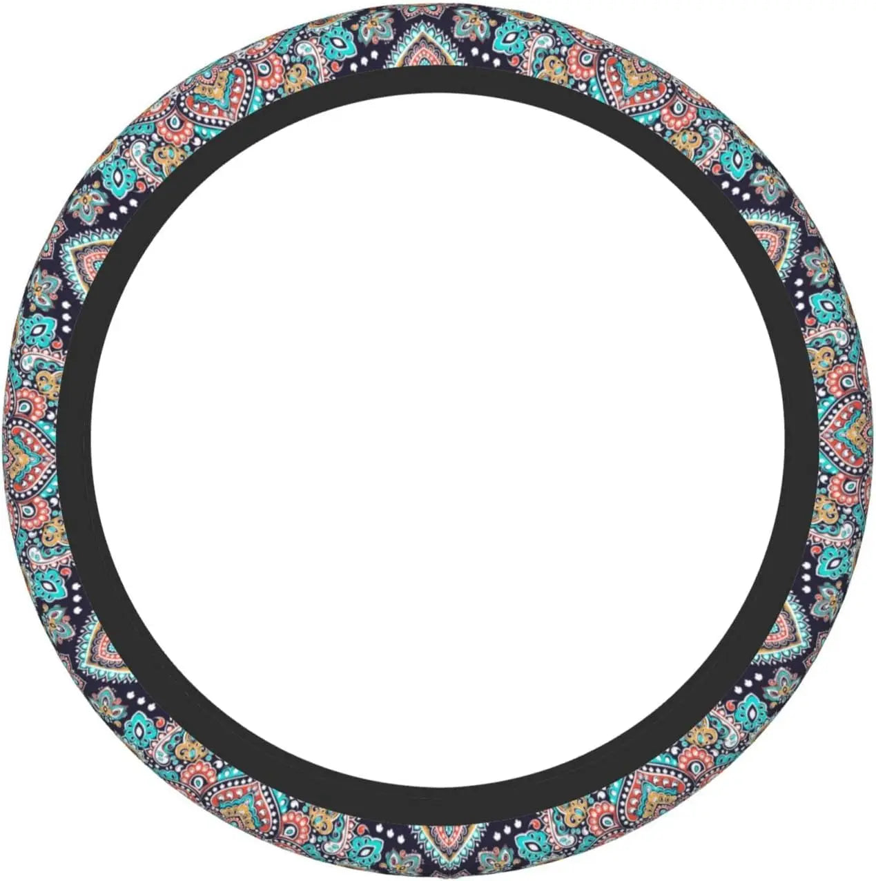 Retro Colorful Mandala Elastic Stretch Steering Wheel Cover Breathable Anti-Slip Fit  Sedans Cars Trucks Universal Fit