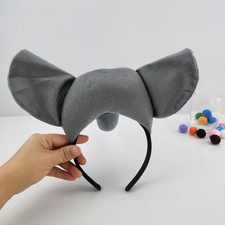 Adults Kids Plush Boy Animal Elephant Tail Ears Headband Tie Cosplay Costume Gift Birthday Party Christmas Halloween