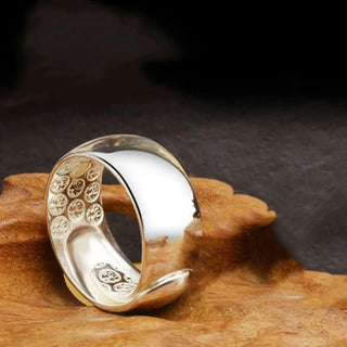 925 Silver glossy big domineering exaggerated light luxury without mosaic opening adjustable ring