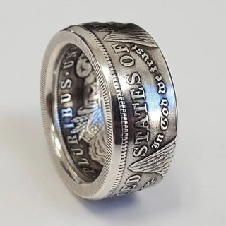 New S925 Sterling Silver Ring Thai Silver Vintage National Emblem Motto Ring For Men Jewelry Gifts