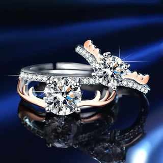 Gra, moissanite, a couple of rings, rose gold, platinum, color-separated love rings