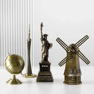 Metal 3D World Famous Architectural Bronze Crafts Model Building Home Decor Eiffel Tower/Statue of Liberty/Empire State Statue