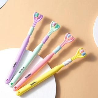 360 Degree Adult Three-head Toothbrush High Color Value Three-sided Toothbrush Scraping Tongue Coating Cleaning Soft Hair Tooth