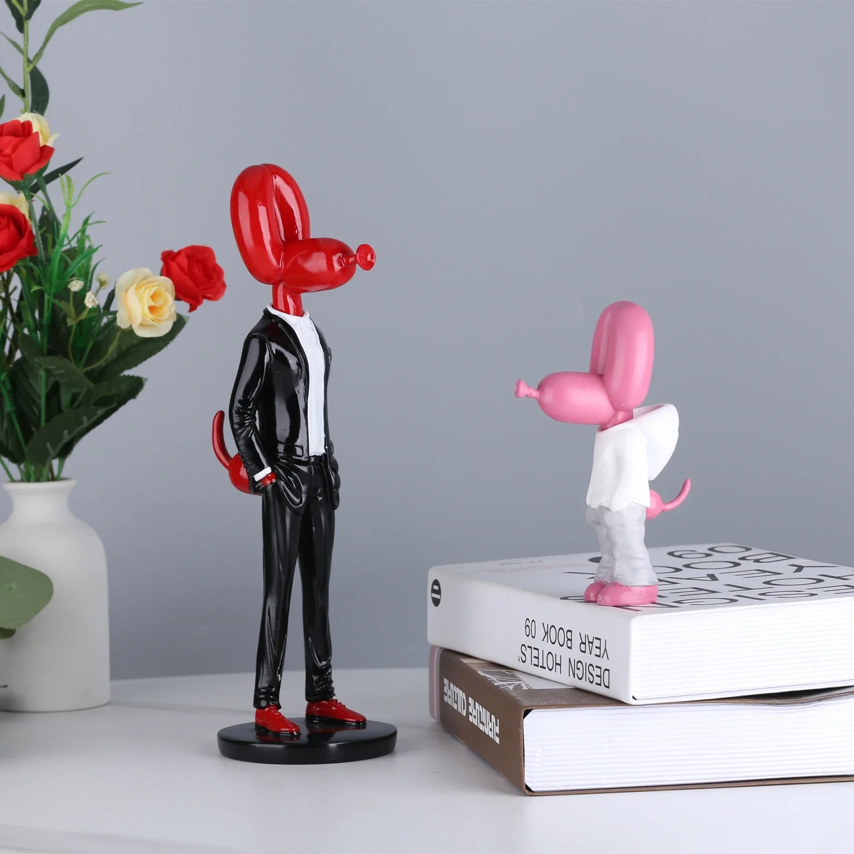 Gentleman Balloon Dog Statue Resin Sculpture Home Decor Modern Nordic Home Decoration Accessories for Living Room Animal Figures