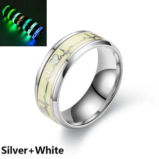 Stainless Steel Luminous Finger Rings For Men Women Fashion Glowing In Dark Heart Band Ring Jewelry Couple Accessories