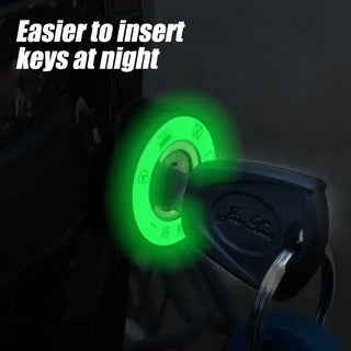 Car Luminous Ignition Key Ring Stickers Keyhole Glowing Ring 3D Decals Electric Door Ring Decoration with Fluorescent Accessorie