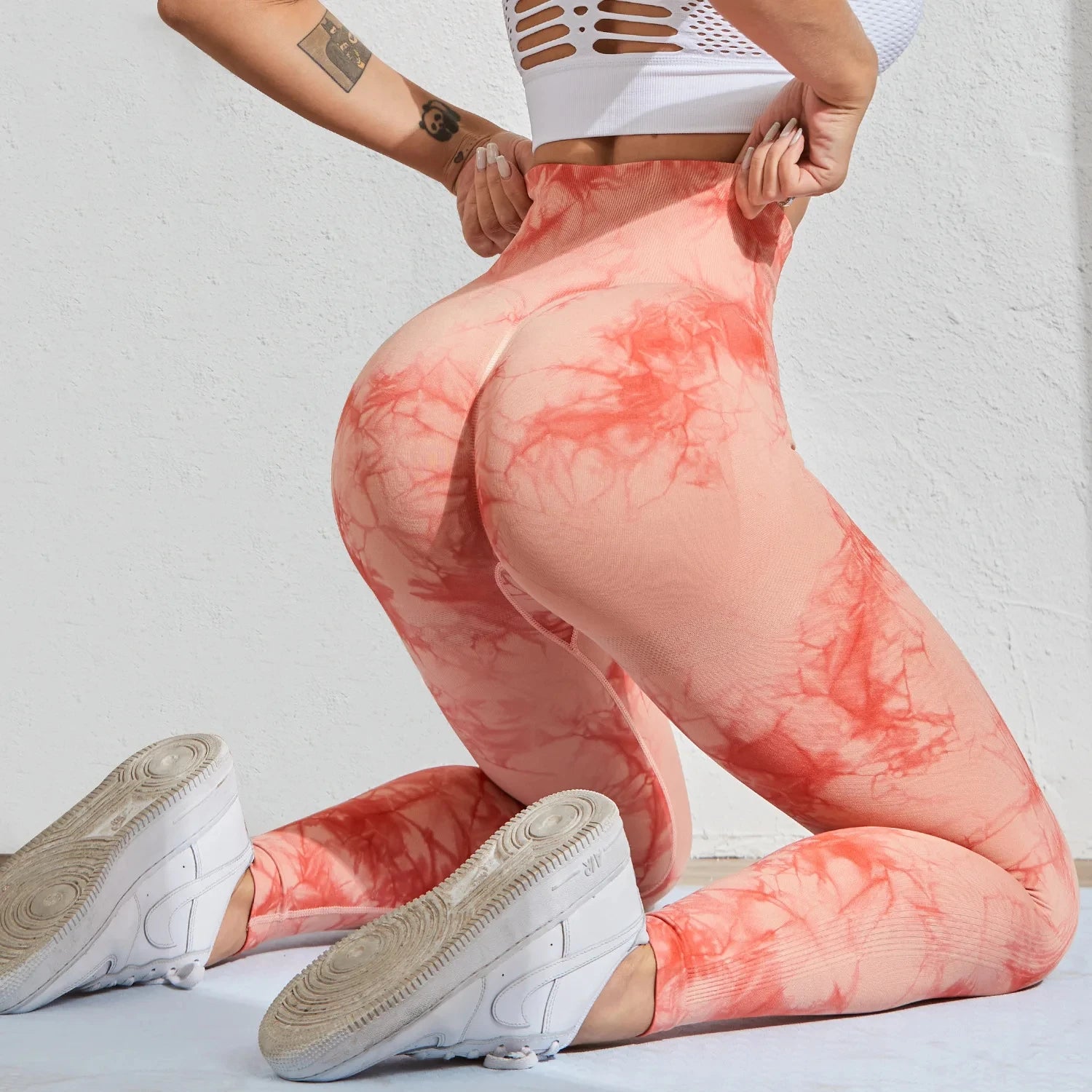 Tie Dye Sexy Gym Pants Women High Waist Seamless Fitness Sport Pants Skinny Stretch Outdoors Leggings