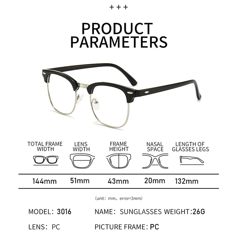 XJiea 2024 Fashion Anti-blue Light Glasses Men Trendy Round Semi Rimless Eyewear For Women Office Computer Goggle Accessory