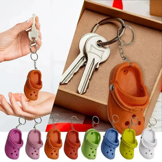 Plastic Silicone 3D Slipper Sandal Keychain For Women Men Mini EVA Croc Shoes Key Chains Bag Backpack Pendant Keyring Friend Gif