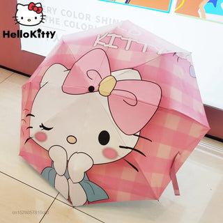 Kawaii Sanrio Hello Kitty UV Umbrella Pink Cat Digital Printing Folding Protection Sunshade Rain Student  Automatic Umbrella