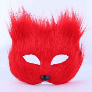 Furry Fox Masks Half Face Eye Mask Cosplay Props Halloween Christmas Carnival Party Animal Cosplay Mask Masquerade Accessories