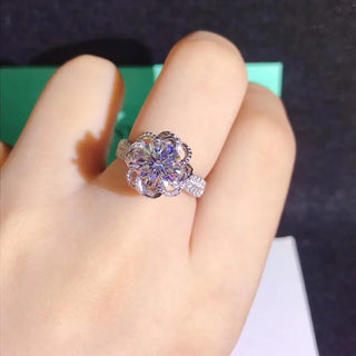 YHAMN High Quality PT950 Platinum Ring Twined Three-Dimensional Flower 1 Carat Moissanite Ring Women Temperament Elegant Jewelry