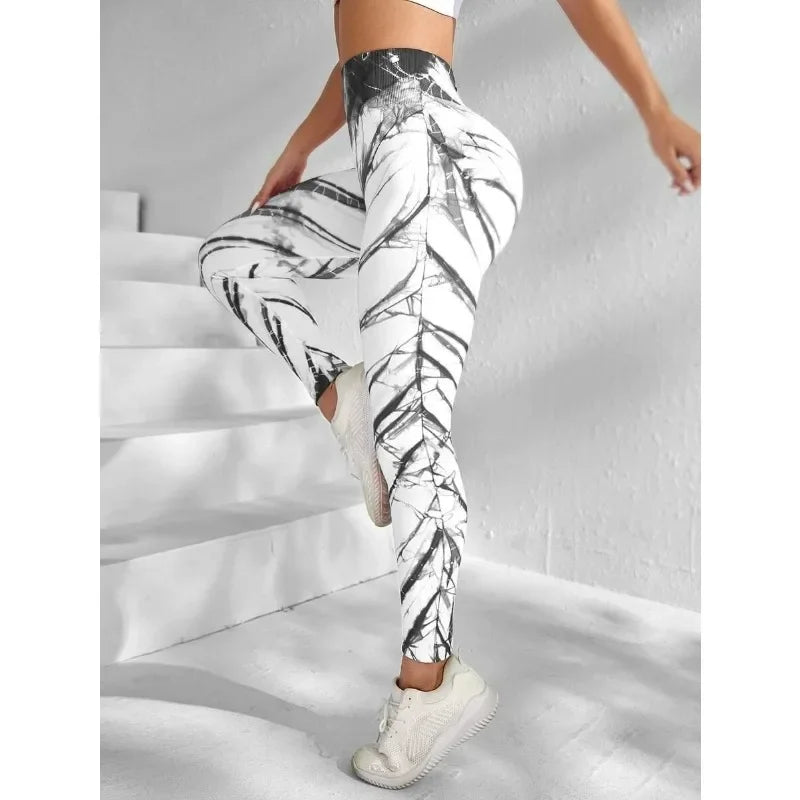 Fitness Seamless Leggings High Waist Skinny Leggings Women Sexy Butt Lift High Elastic Gym Tranning Tie Dye Yoga Leggings