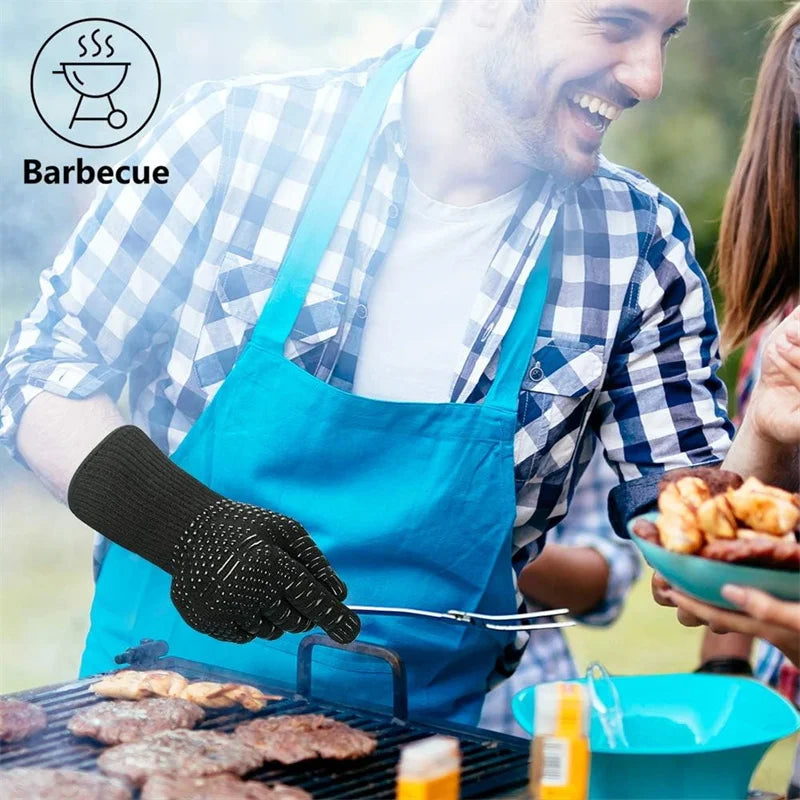 BBQ Gloves Heat Resistant Kitchen Silicone Oven Mittens Non-Slip Pot Grilling Gloves for Grill Smoker Barbeque Cooking Baking